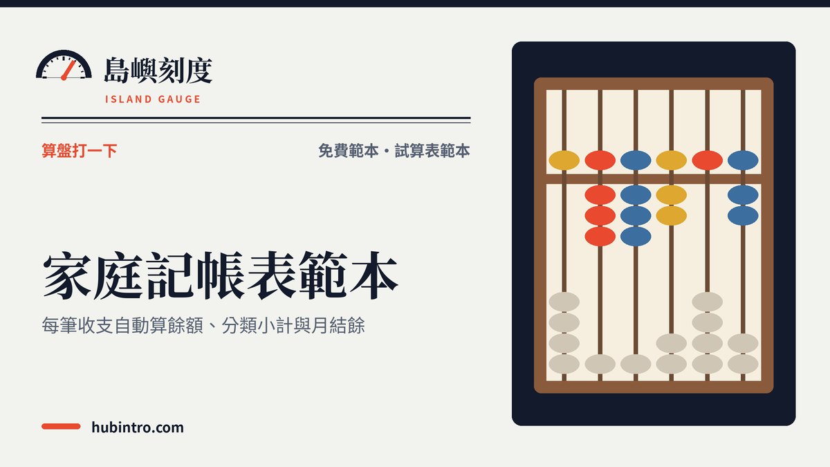 家庭記帳表範本:每筆收支自動算餘額、分類小計與月結餘